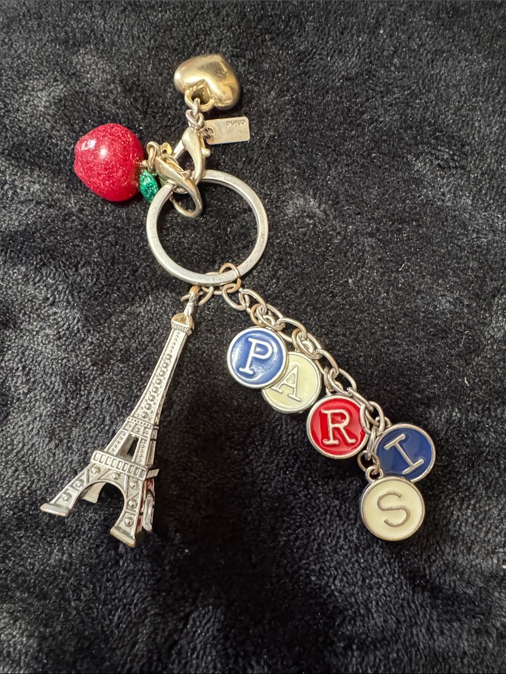 Coach Paris Eiffel Tower Key Charm with Red Apple Accent